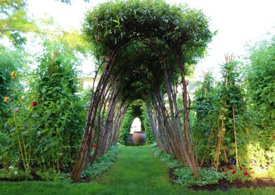 Willow arch and edible beds in a Penning Landscapes garden design.